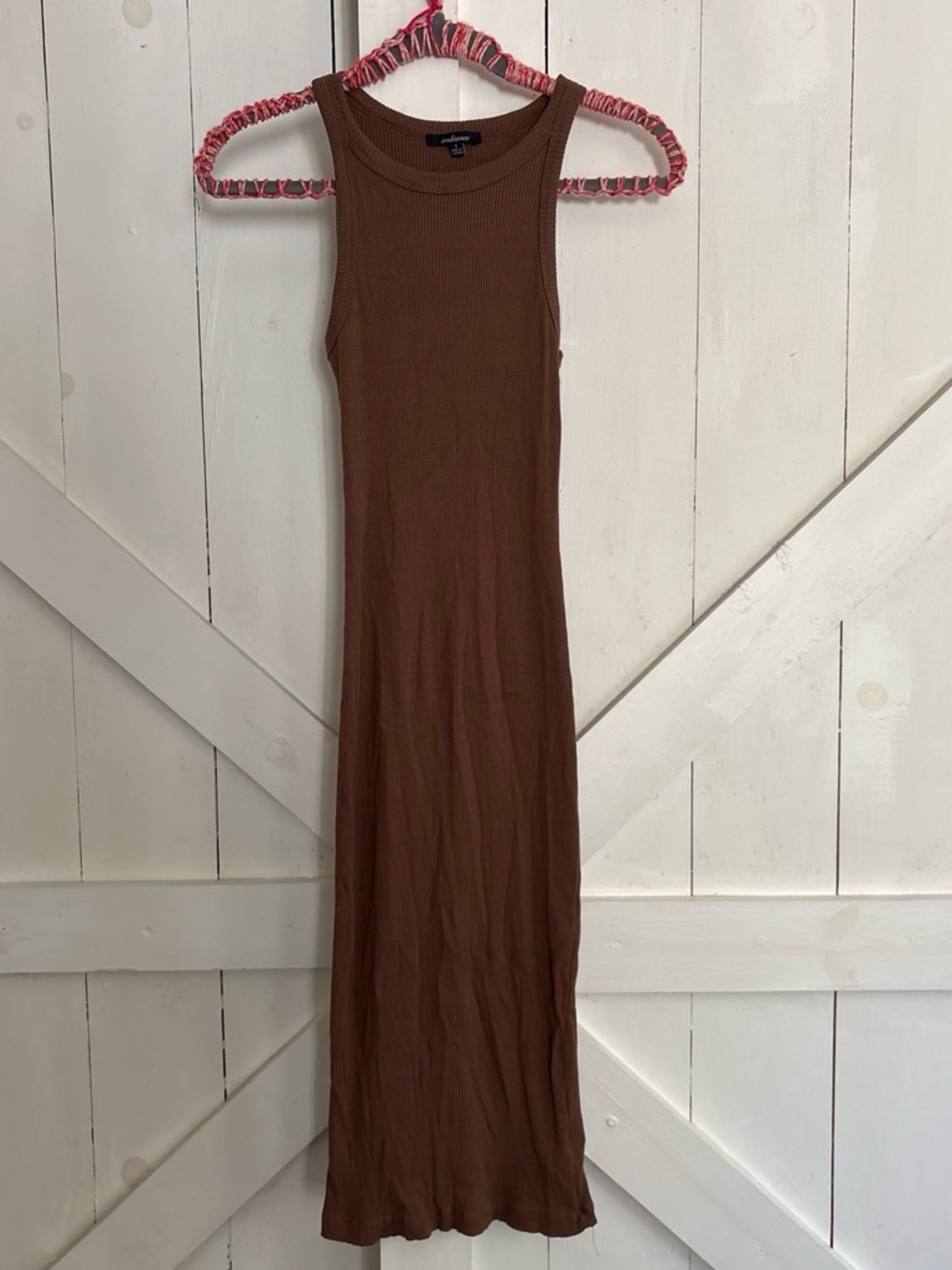 Ambiance Sleeveless Ribbed Maxi Dress in Chocolate Brown